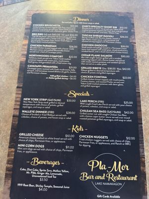Menu photo 1 Pla-Mor Bar & Restaurant Cable, WI Menu photo 1 Pla-Mor Bar & Restaurant Cable, WI