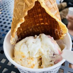 Kilwins Ice Cream - Chocolate - Fudge - Apple pie and berry pie with a waffle cone