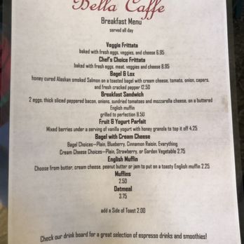 Bella Caffé - Breakfast menu - Cafes Near Me - Park Rapids, Minnesota
