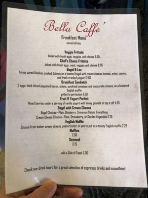 Menu photo 1 Bella Caffé Park Rapids, MN