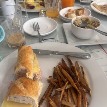 Eden Cafe - La Parisienne sandwich with butter, ham, cheese and cornichon. And a side of rice pilaf. - Cafes Near Me - Tulare, California