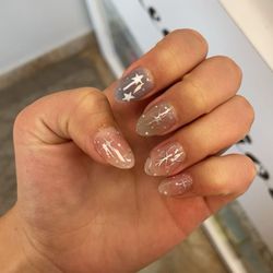 Acrylics w 3 color jelly nail polish +designs