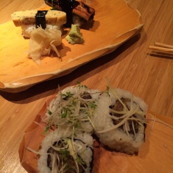 Hosokawa - Spicy Tuna roll with tamago and unagi nigiri in the back ground. Nigiri was perfect, the spicy tuna was ok. - Japanese Near Me - Amsterdam, New Hampshire