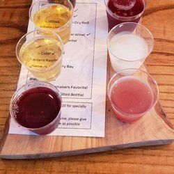 Tilted Compass Winery - My flight. Wine left, slushies right.