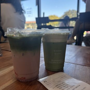 Caffe In Coffee Co - Iced Strawberry Matcha and Vanilla Matcha - Coffee & Tea Near Me - Anaheim, California