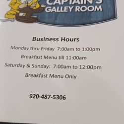 The Captain’s Galley Room - Menu.