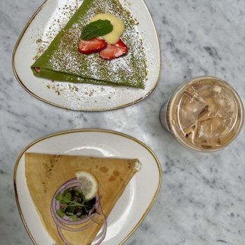 The Crepe Shop - Matcha made in heaven, lox, and banana bread latte which tasted - Creperies Near Me - Chicago, Illinois