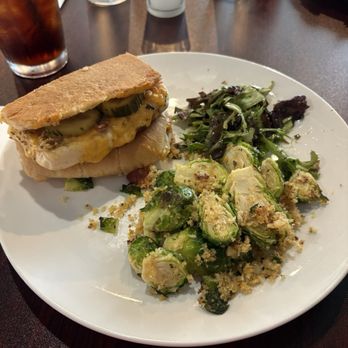 Crestwood Bistro - Ham and cheese panini with house made pickles and Brussels sprouts. - Salad Near Me - Crestwood, Kentucky Crestwood Bistro - Ham and cheese panini with house made pickles and Brussels sprouts. - Salad Near Me - Crestwood, Kentucky