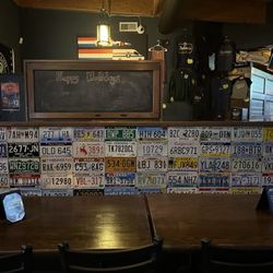 Ralston's Drafthouse - License plate bench