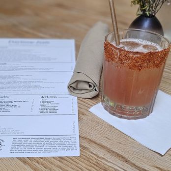 Sunrose California Eatery - Starting off w/ "The Day is Young" cocktail. Burbon, lemon, watermelon, & tajin - New American Near Me - Agoura Hills, California Sunrose California Eatery - Starting off w/ "The Day is Young" cocktail. Burbon, lemon, watermelon, & tajin - New American Near Me - Agoura Hills, California