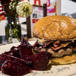 Zack's - Peanut butter and jelly burger with sautéed beets