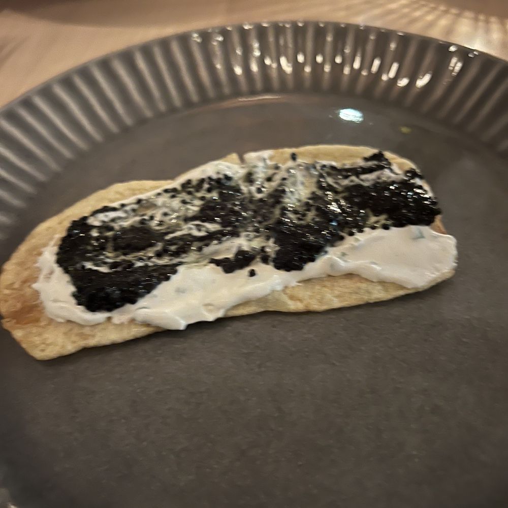 Graffiti Raw - Surfboard Potato Chips with French onion dip and Caviar ( Caviar and Chips) - Seafood Near Me - Houston, Texas