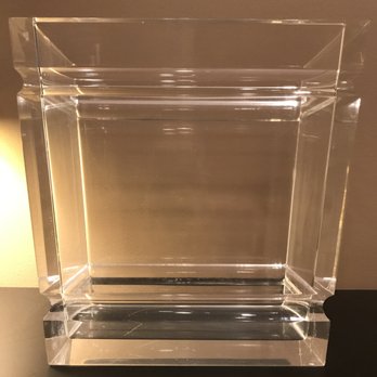 Three Stars Vintage - Lucite/Acrylic Waste Basket, photo #1 (The Look: MCM + Glam) - very chic take on the "Bathroom Trash Bin" - Used, Vintage & Consignment Near Me - Chicago, Illinois