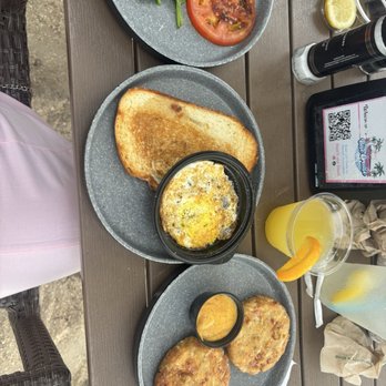 The Getaway - Crab cake, toast, egg. Comes as a sandwich but I'm picky - Burgers Near Me - Saint Petersburg, Florida
