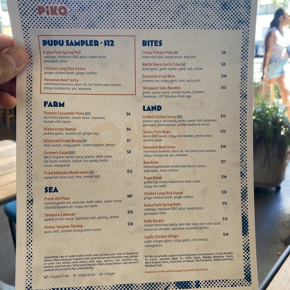 Piko Kitchen + Bar - Menu - Cocktail Bars Near Me - Honolulu, Hawaii