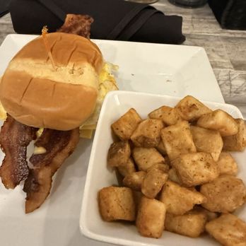 Notions - Hangover burger with home fries - Tapas/Small Plates Near Me - Hickory, North Carolina