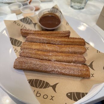 Holbox - Churros with chocolate sauce - Latin American Near Me - Los Angeles, California