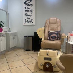 Art work and view of pedicure chair