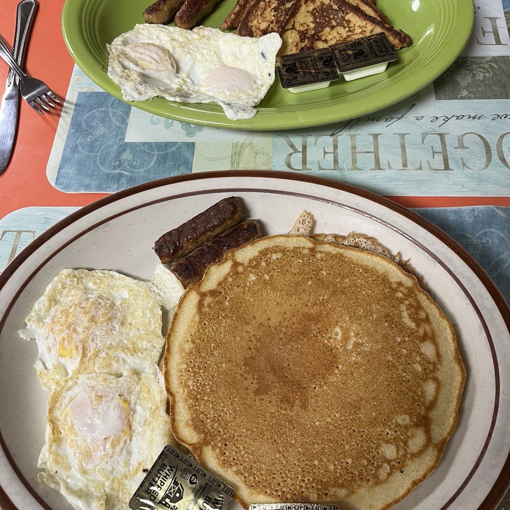 *2 Eggs, 2 Pancakes or French Toast with Choice of Meat *2 Eggs, 2 Pancakes or French Toast with Choice of Meat