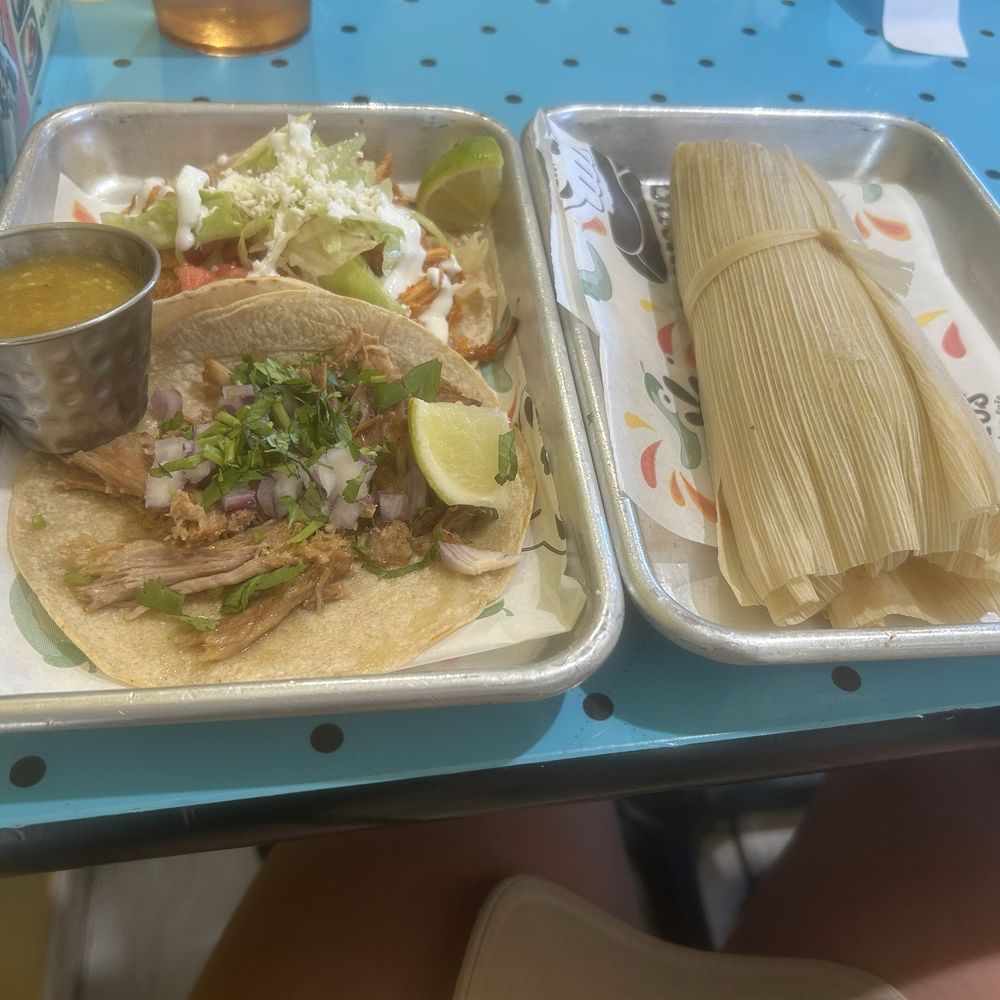 Pancho's Taquería & Mexican Cafe - Tinga and Carnitas Taco with Rajas Tamal - Tacos Near Me - Circle Pines, Minnesota Pancho's Taquería & Mexican Cafe - Tinga and Carnitas Taco with Rajas Tamal - Tacos Near Me - Circle Pines, Minnesota