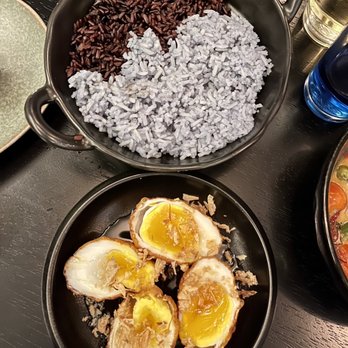 Thaimee Love - Rice berry and blue jasmine rice. Fried duck eggs. - Thai Near Me - New York, New York