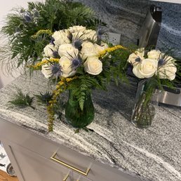 Finished DIY mini-wedding arrangements and bouquets (this is about $40 worth of flowers all in!) Finished DIY mini-wedding arrangements and bouquets (this is about $40 worth of flowers all in!)