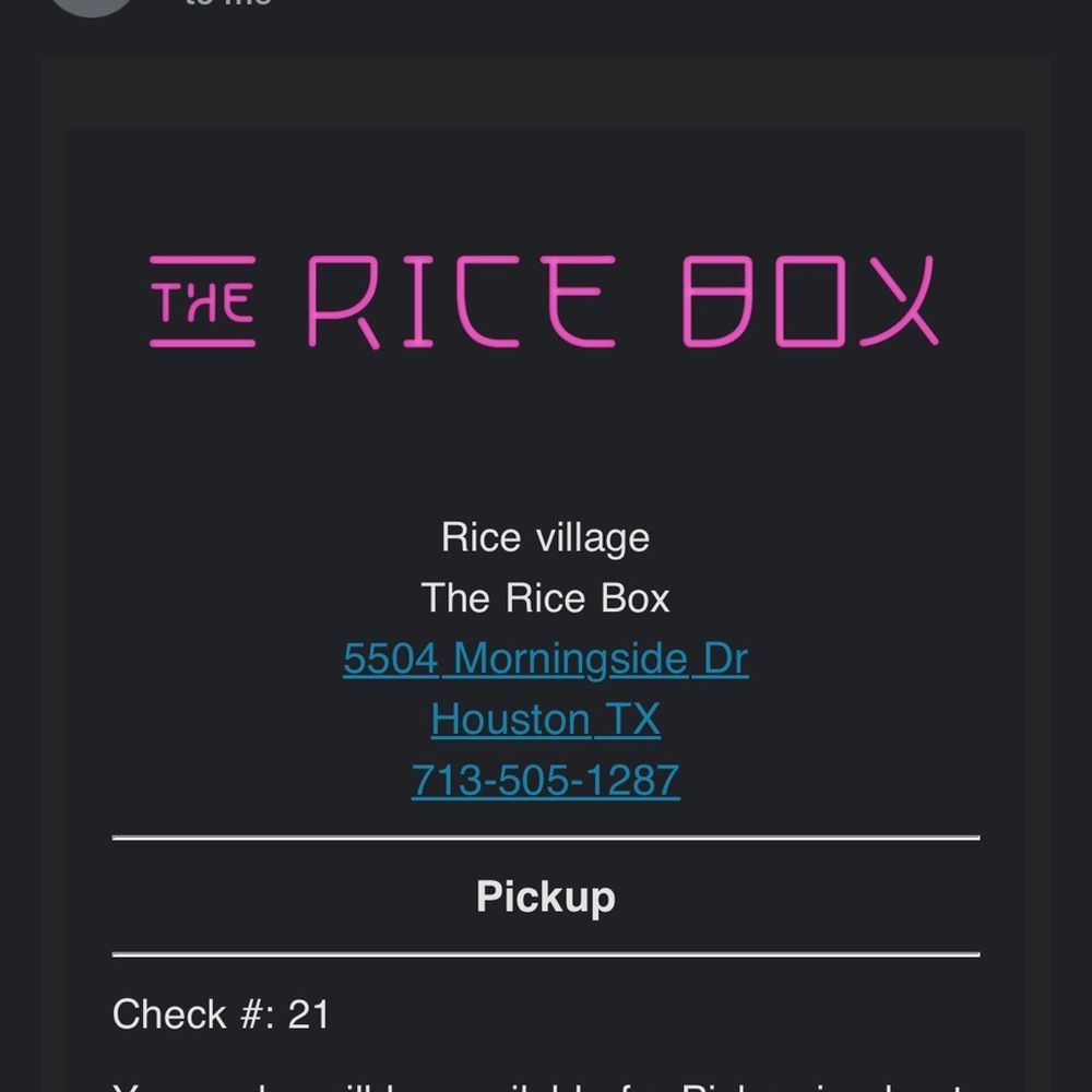 The Rice Box - Proof of purchase. The order, which was not prepared correctly. - Chinese Near Me - Houston, Texas The Rice Box - Proof of purchase. The order, which was not prepared correctly. - Chinese Near Me - Houston, Texas