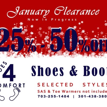 Shoes 4 Comfort - January Clearance now in progress! 25% to 50% reduction! SAS and Toe Warmers are not included. http://www.shoes4comfort.net/#!specials/c1z4t - Shoe Stores Near Me - Silver Spring, Maryland Shoes 4 Comfort - January Clearance now in progress! 25% to 50% reduction! SAS and Toe Warmers are not included. http://www.shoes4comfort.net/#!specials/c1z4t - Shoe Stores Near Me - Silver Spring, Maryland