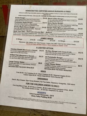 Menu photo 5 Archie's British Restaurant Melbourne, FL