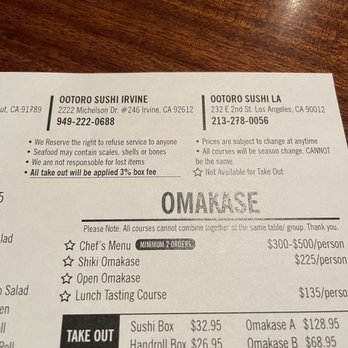 Ootoro Sushi - So much negativity that really doesn't need to be on a $$$ restaurant menu. - Japanese Near Me - Walnut, California