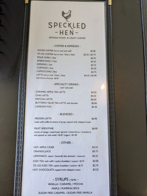 Menu photo 7 Speckled Hen Coffee Strasburg, PA