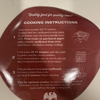 American Pizza Manufacturing - Instructions and yea; they give you the parchment paper! - Pizza Near Me - La Jolla, California American Pizza Manufacturing - Instructions and yea; they give you the parchment paper! - Pizza Near Me - La Jolla, California