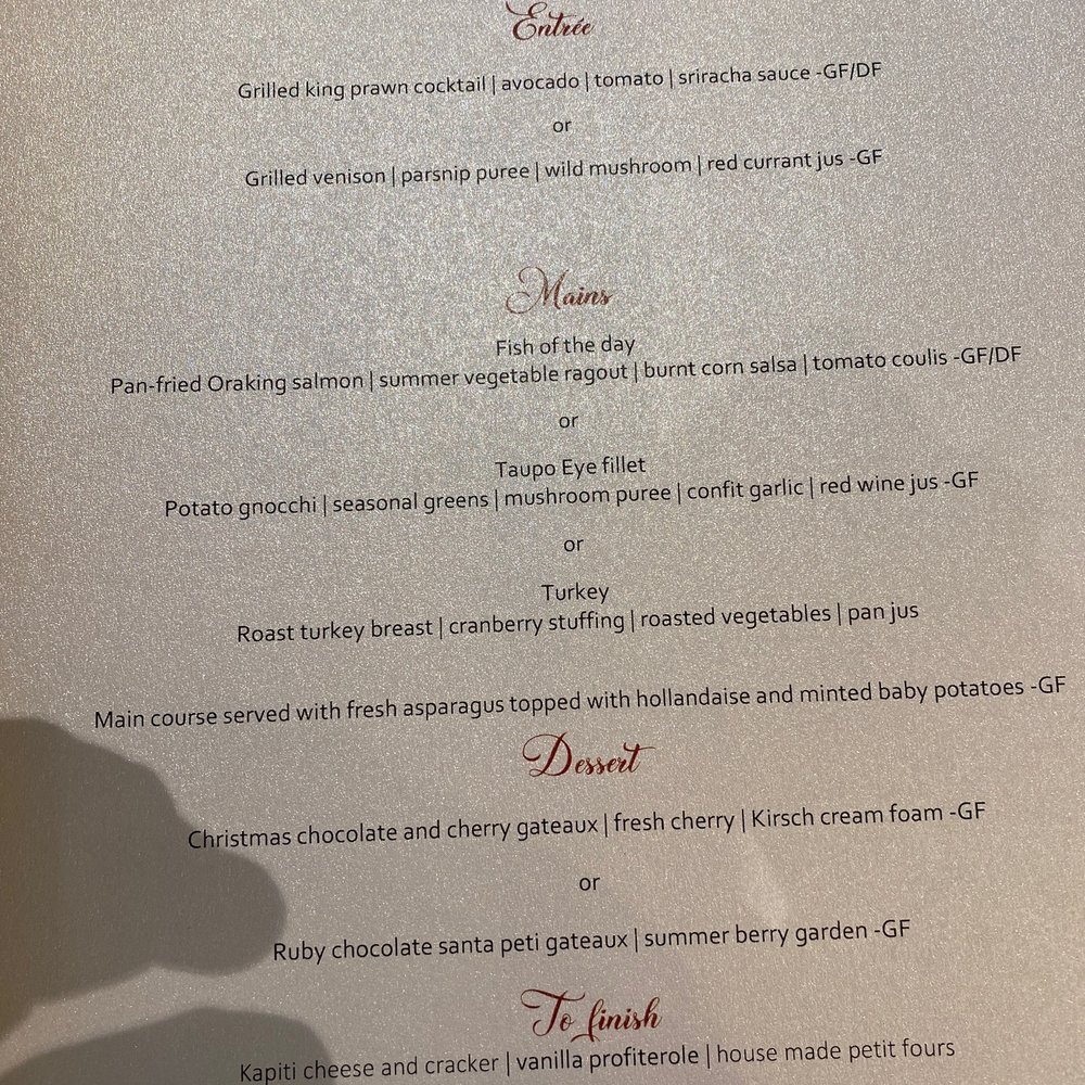 Edgewater Restaurant - Copthorne - Christmas menu - Restaurants Near Me - Taupo, WKO