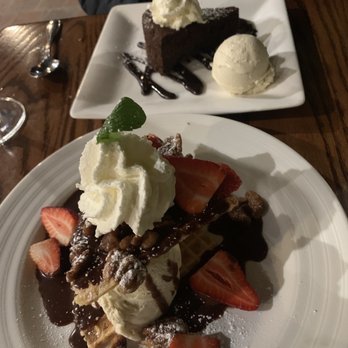 Rio Grill - To is flourless chocolate cake and lower is the ice cream "sandwich " - American Near Me - Carmel-by-the-sea, California
