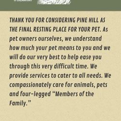 Pine Hill Pet Cemetery - The fake ass mission statement they do not stand behind at all