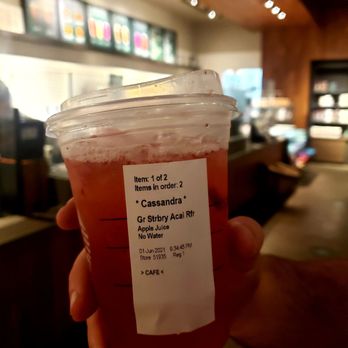 Starbucks - Strawberry Acai Refresher with Apple Juice Instead of Water. - Coffee & Tea Near Me - Mount Airy, North Carolina Starbucks - Strawberry Acai Refresher with Apple Juice Instead of Water. - Coffee & Tea Near Me - Mount Airy, North Carolina