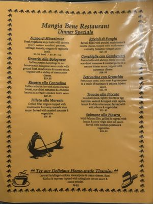 Menu photo 1 Mangia Bene Restaurant Martinez, CA