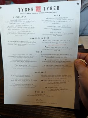 Menu photo 3 Tyger Tyger Seattle, WA