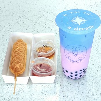 Dreamy Tea - Custom tea and waffle dog with maple syrup and ketchup - Desserts Near Me - Winter Garden, Florida Dreamy Tea - Custom tea and waffle dog with maple syrup and ketchup - Desserts Near Me - Winter Garden, Florida