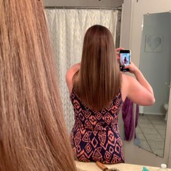 Salon Cheveux - Medium brown base with caramel highlights
