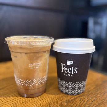 Peet's Coffee - Iced pumpkin latte with oat milk & Vanilla latte with oat milk. - Coffee & Tea Near Me - San Diego, California