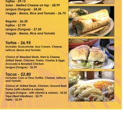 Los Burritos Mexicanos - Menu prices for torta and tacos online as of 9/7/2023 but I think they're incorrect.