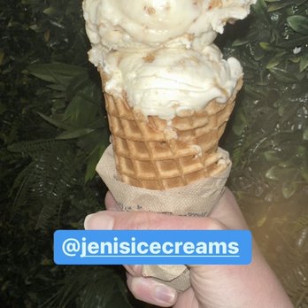 Jeni's Splendid Ice Creams - Buttercrisp Waffle Cone with Brown Butter Almond Brittle and Gooey Butter Cake - Ice Cream & Frozen Yogurt Near Me - Bethesda, Maryland