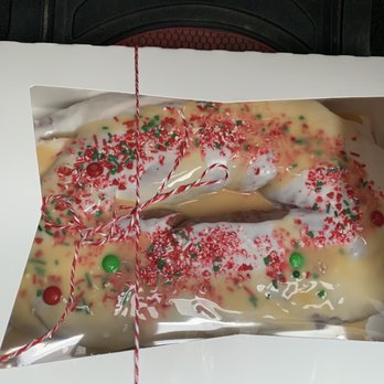Thee Heavenly Donut - White chocolate peppermint Christmas King Cake - Donuts Near Me - Baton Rouge, Louisiana Thee Heavenly Donut - White chocolate peppermint Christmas King Cake - Donuts Near Me - Baton Rouge, Louisiana