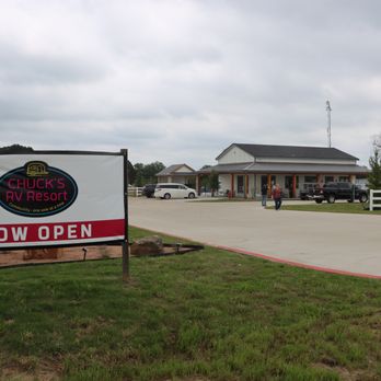 Chuck's RV Resort - Now Open with Welcome Center in the background - RV Parks Near Me - Mabank, Texas