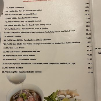 Pho Saigon 8 - Pho menu as of November 2025 - Vietnamese Near Me - Las Vegas, Nevada