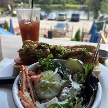 1908 Saloon - Shrimp Po' Boy, Side Salad with. Lue Cheese Dressing, and a Bloody Mary. - Bars Near Me - Sandpoint, Idaho 1908 Saloon - Shrimp Po' Boy, Side Salad with. Lue Cheese Dressing, and a Bloody Mary. - Bars Near Me - Sandpoint, Idaho