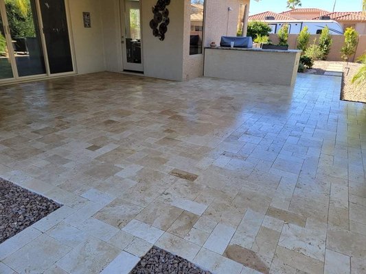 Travertine - Patio overlay and extension Travertine - Patio overlay and extension
