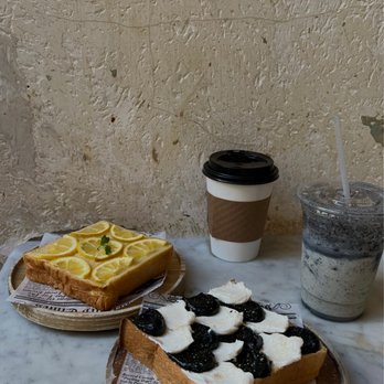 Davelle - Honey Lemon Toast Black sesame and cream cheese toast Hoji-cha Latte (Hot/Iced) Kinako Latte - Japanese Near Me - New York, New York Davelle - Honey Lemon Toast Black sesame and cream cheese toast Hoji-cha Latte (Hot/Iced) Kinako Latte - Japanese Near Me - New York, New York