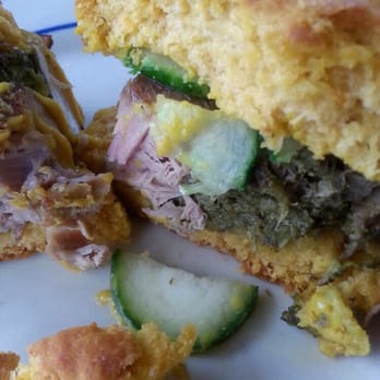 Handsome Biscuit - Cross section of the Mr Close Love, pulled pork with sweet mustard - Breakfast & Brunch Near Me - Norfolk, Virginia